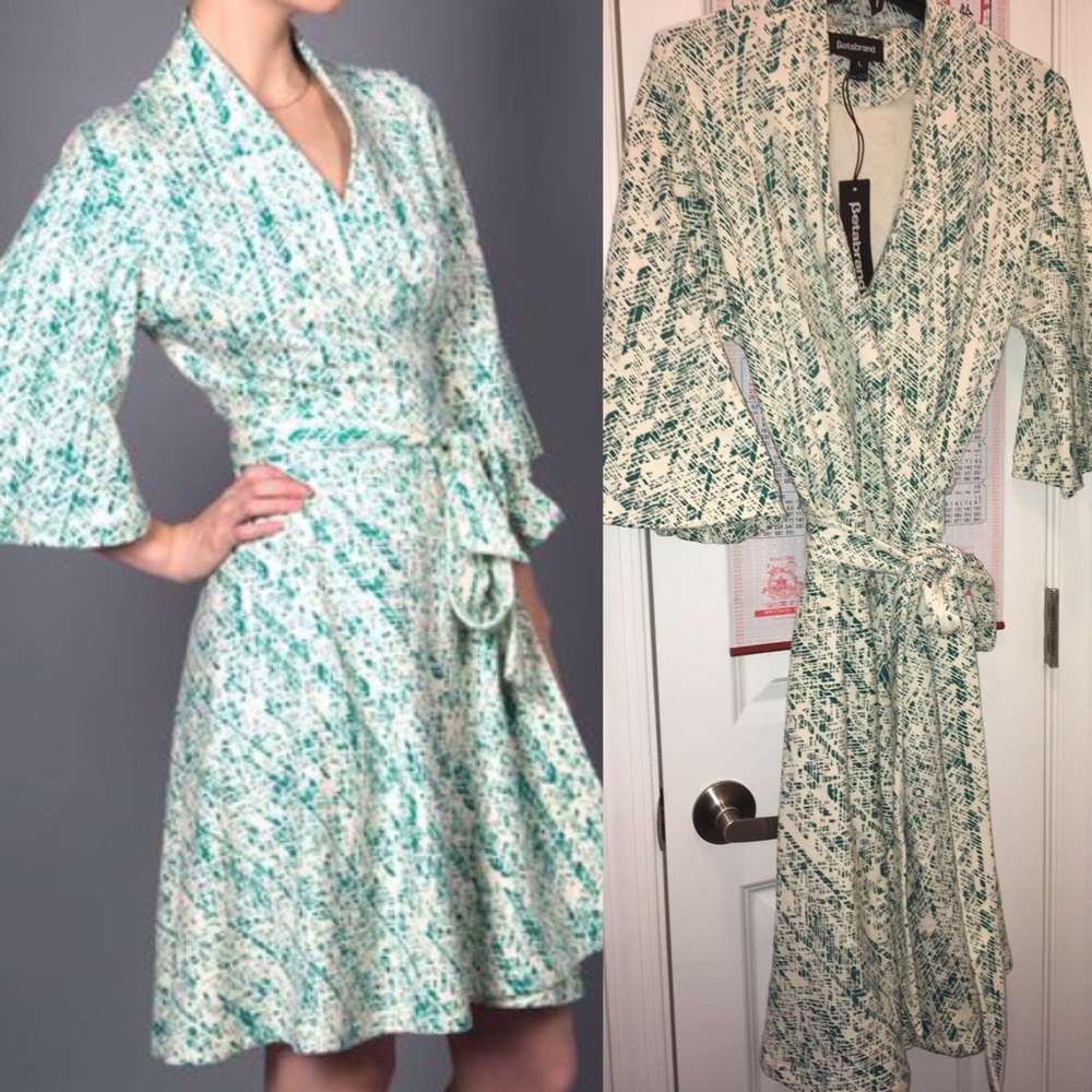 Emerald print Betabrand wrap dress